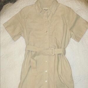 Abercrombie & Fitch Light Tan Belted Shirt Dress